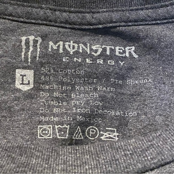 MONSTER ENERGY Gray Graphic T-Shirt Size Large-Unisex - Picture 4 of 4